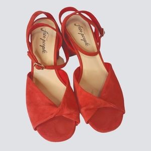 Free People Gisele Red Suede Ankle Strap Sandal